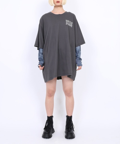 PUNYUS（プニュズ）の「モノクロGANGビッグＴシャツ（Tシャツ/カットソー・レディース・スミクロ/ホワイト・4/3）」の5枚目の写真