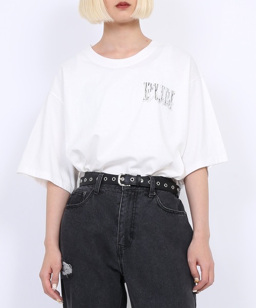 PUNYUS（プニュズ）の「モノクロGANGビッグＴシャツ（Tシャツ/カットソー・レディース・スミクロ/ホワイト・4/3）」の20枚目の写真