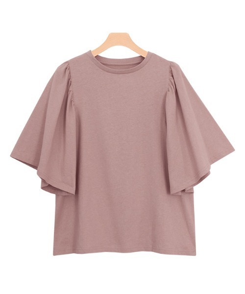 Pierrot（ピエロ）の「ギャザースリーブTシャツ（Tシャツ/カットソー・レディース・ブラック/オフホワイト/サンドベージュ/ラベンダー/ブルー系その他/イエロー系その他/オレンジ系その他/チャコール/テラコッタ/ブラウン/ネイビー/ブルー/グレー系その他/ライトピンク/ブルー系その他2・M/L）」の15枚目の写真