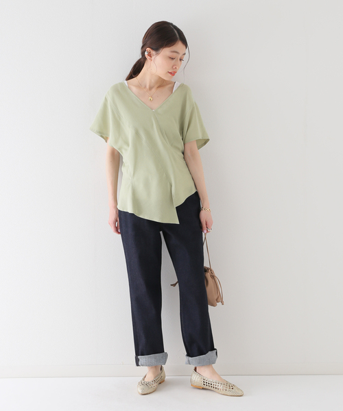 SLOBE IENA(スローブイエナ)の「【ESLOW/エスロー】 RUFFLE ブラウス(シャツ/ブラウス・レディース・ブラック/ライトグリーン・FREE)」の5枚目の写真