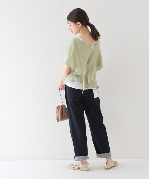 SLOBE IENA(スローブイエナ)の「【ESLOW/エスロー】 RUFFLE ブラウス(シャツ/ブラウス・レディース・ブラック/ライトグリーン・FREE)」の6枚目の写真