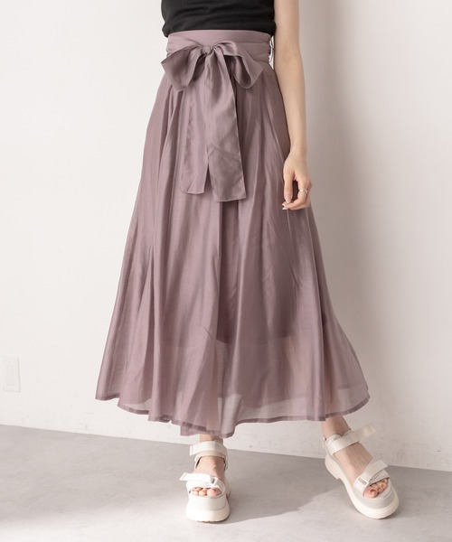 OLIVE des OLIVE(オリーブデオリーブ)の「【WEB限定カラー有】ウエストリボンタックフレアスカート(スカート・レディース・ホワイト/ブラック/パープル/オフホワイト/ライトブラウン・FREE)」の5枚目の写真