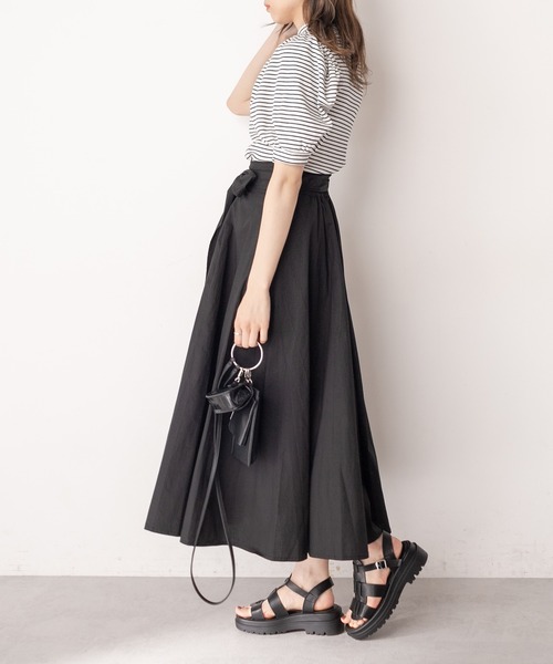 OLIVE des OLIVE(オリーブデオリーブ)の「【WEB限定カラー有】ウエストリボンタックフレアスカート(スカート・レディース・ホワイト/ブラック/パープル/オフホワイト/ライトブラウン・FREE)」の7枚目の写真