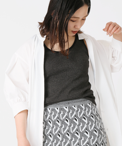 B.C STOCK(ベーセーストック)の「度詰めリブタンクトップ(タンクトップ・レディース・ホワイト/ブラック/ベージュ/グレー/オレンジ・FREE)」の4枚目の写真