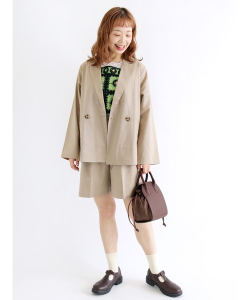 ehka sopo（エヘカソポ）の「リネン混タックショートパンツ(セットアップ可)（その他パンツ・レディース・ベージュ/グリーン/キナリ・ﾌﾘ-）」の21枚目の写真