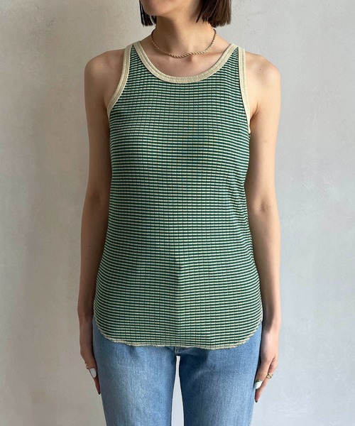 CAPRICIEUX LE'MAGE（カプリシューレマージュ）の「マルチボーダータンク（タンクトップ・レディース・ブラウン/グリーン・FREE）」の3枚目の写真