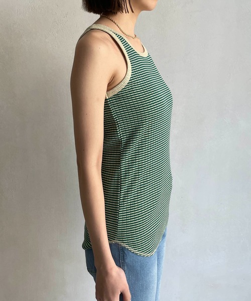CAPRICIEUX LE'MAGE（カプリシューレマージュ）の「マルチボーダータンク（タンクトップ・レディース・ブラウン/グリーン・FREE）」の4枚目の写真