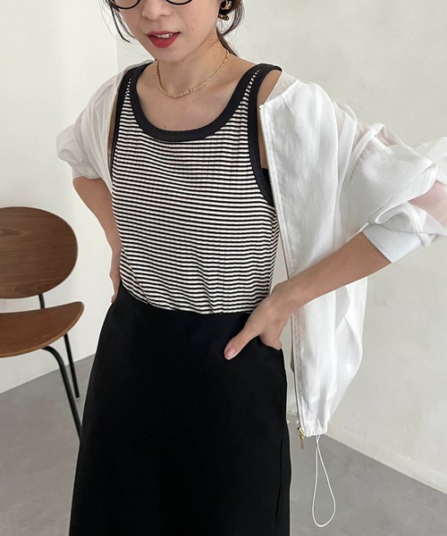 CAPRICIEUX LE'MAGE（カプリシューレマージュ）の「マルチボーダータンク（タンクトップ・レディース・ブラウン/グリーン・FREE）」の8枚目の写真