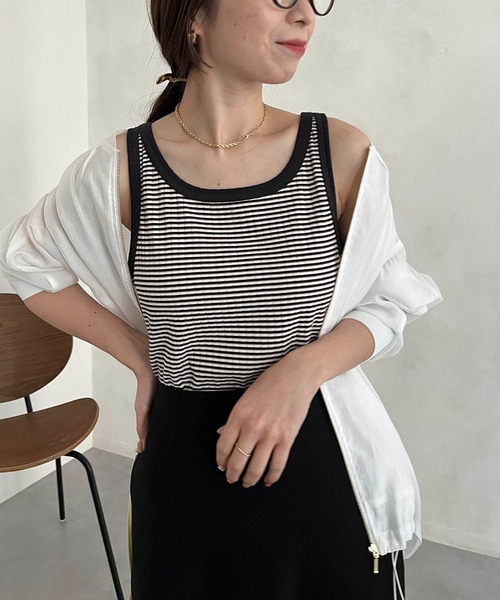 CAPRICIEUX LE'MAGE（カプリシューレマージュ）の「マルチボーダータンク（タンクトップ・レディース・ブラウン/グリーン・FREE）」の10枚目の写真