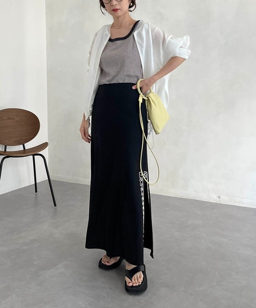 CAPRICIEUX LE'MAGE（カプリシューレマージュ）の「マルチボーダータンク（タンクトップ・レディース・ブラウン/グリーン・FREE）」の11枚目の写真