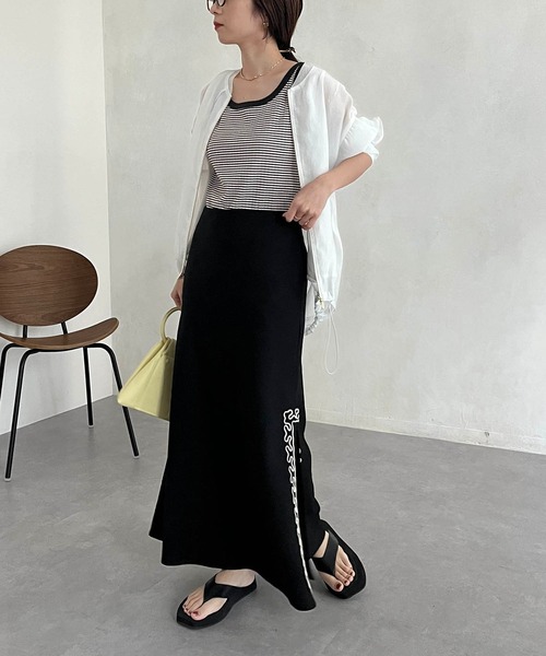 CAPRICIEUX LE'MAGE（カプリシューレマージュ）の「マルチボーダータンク（タンクトップ・レディース・ブラウン/グリーン・FREE）」の12枚目の写真