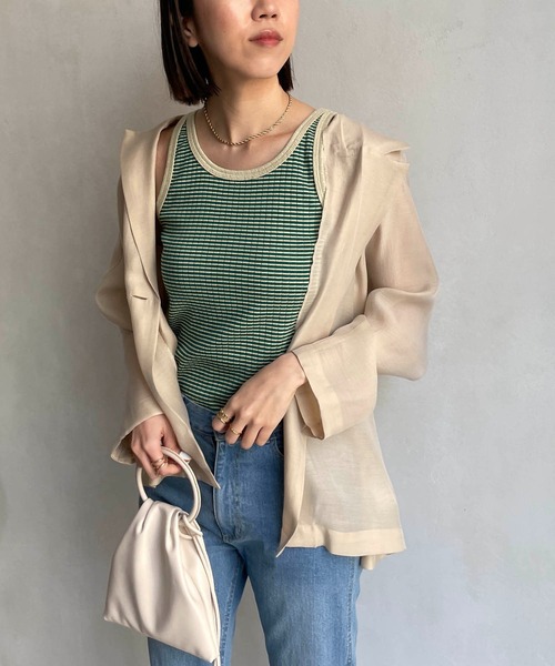 CAPRICIEUX LE'MAGE（カプリシューレマージュ）の「マルチボーダータンク（タンクトップ・レディース・ブラウン/グリーン・FREE）」の15枚目の写真