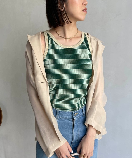 CAPRICIEUX LE'MAGE（カプリシューレマージュ）の「マルチボーダータンク（タンクトップ・レディース・ブラウン/グリーン・FREE）」の16枚目の写真