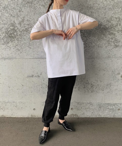 select MOCA by son(セレクトモカバイソン)の「レイヤードスタンドカラーシャツ(シャツ/ブラウス・レディース・ホワイト/ブラック/モカ・FREE)」の5枚目の写真