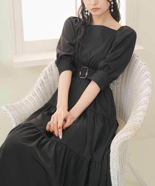 Newlyme(ニューリーミー)の「【選べる丈】2WAYスクエアネックティアードワンピース(ワンピース・レディース・ブルー/ホワイト系その他/ベビーピンク/ホワイト/ブラック/ブラック系その他/ブルー系その他・M-L/L-XL)」の11枚目の写真