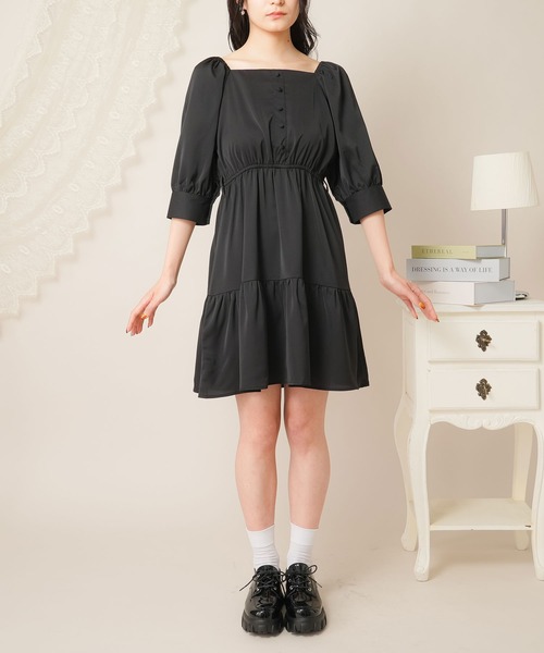 Newlyme(ニューリーミー)の「【選べる丈】2WAYスクエアネックティアードワンピース(ワンピース・レディース・ブルー/ホワイト系その他/ベビーピンク/ホワイト/ブラック/ブラック系その他/ブルー系その他・M-L/L-XL)」の18枚目の写真