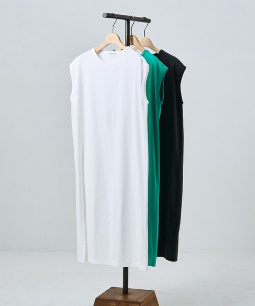 FREAK'S STORE（フリークスストア）の「空紡天竺スリットワンピース（ワンピース・レディース・オフホワイト/ブラック/グリーン・ﾌﾘ-）」の2枚目の写真