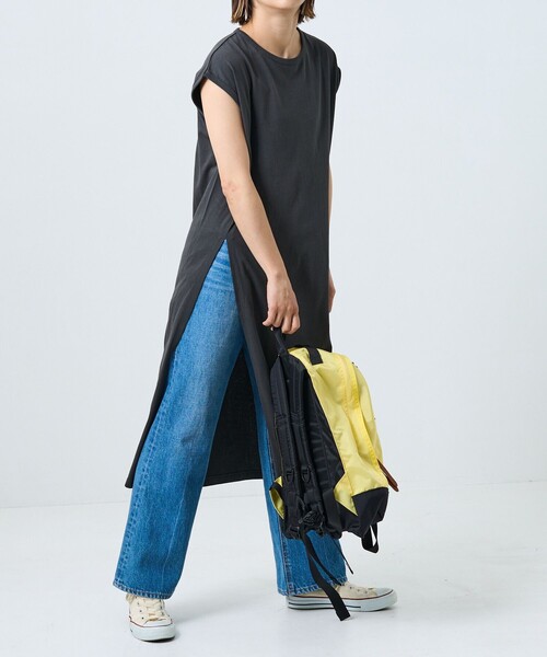 FREAK'S STORE（フリークスストア）の「空紡天竺スリットワンピース（ワンピース・レディース・オフホワイト/ブラック/グリーン・ﾌﾘ-）」の3枚目の写真