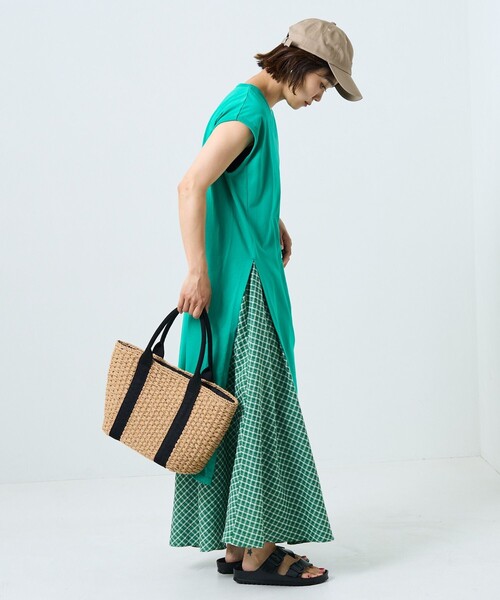 FREAK'S STORE（フリークスストア）の「空紡天竺スリットワンピース（ワンピース・レディース・オフホワイト/ブラック/グリーン・ﾌﾘ-）」の4枚目の写真