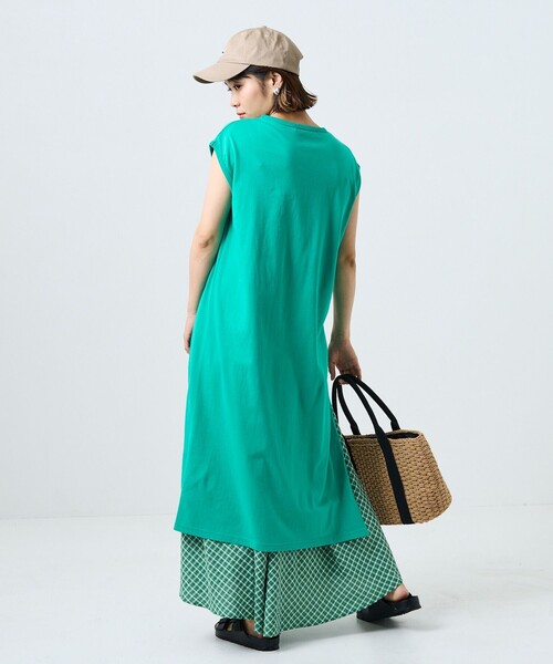 FREAK'S STORE（フリークスストア）の「空紡天竺スリットワンピース（ワンピース・レディース・オフホワイト/ブラック/グリーン・ﾌﾘ-）」の7枚目の写真