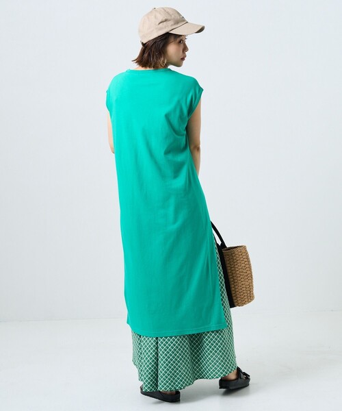 FREAK'S STORE（フリークスストア）の「空紡天竺スリットワンピース（ワンピース・レディース・オフホワイト/ブラック/グリーン・ﾌﾘ-）」の8枚目の写真