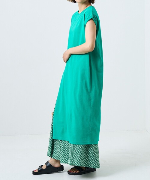 FREAK'S STORE（フリークスストア）の「空紡天竺スリットワンピース（ワンピース・レディース・オフホワイト/ブラック/グリーン・ﾌﾘ-）」の9枚目の写真