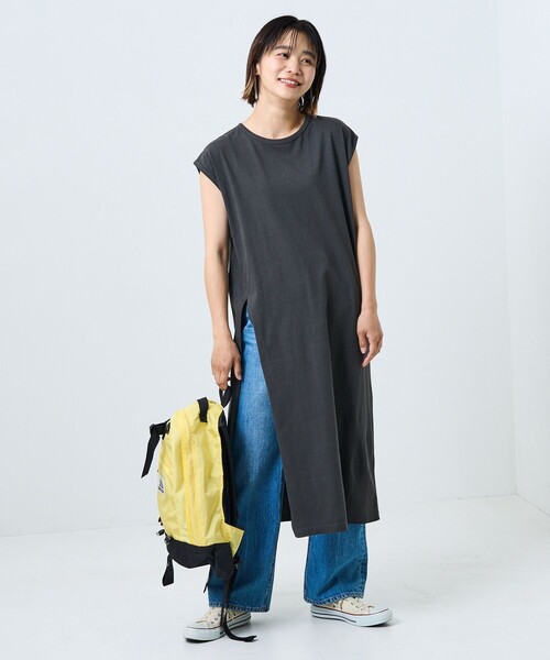 FREAK'S STORE（フリークスストア）の「空紡天竺スリットワンピース（ワンピース・レディース・オフホワイト/ブラック/グリーン・ﾌﾘ-）」の13枚目の写真