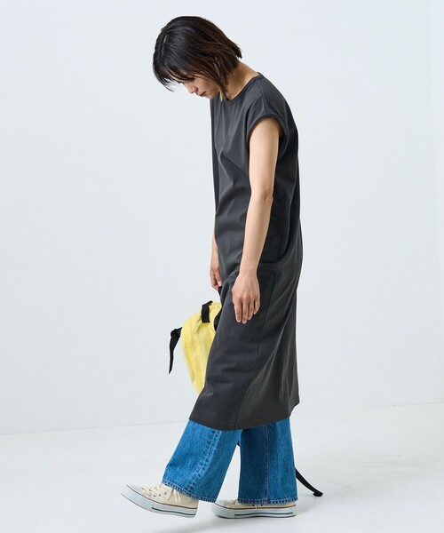 FREAK'S STORE（フリークスストア）の「空紡天竺スリットワンピース（ワンピース・レディース・オフホワイト/ブラック/グリーン・ﾌﾘ-）」の17枚目の写真