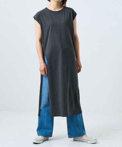 FREAK'S STORE（フリークスストア）の「空紡天竺スリットワンピース（ワンピース・レディース・オフホワイト/ブラック/グリーン・ﾌﾘ-）」の20枚目の写真