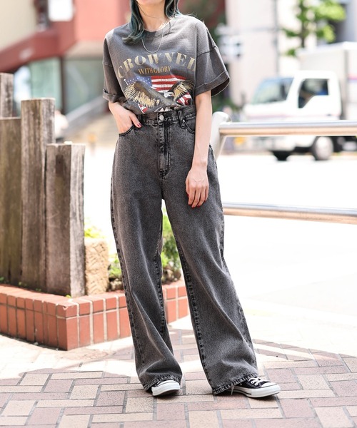 WEGO（ウィゴー）の「WEGO/ロールアップピグメントT（Tシャツ/カットソー・レディース・ブルー/グリーン/スミクロ・FREE）」の5枚目の写真