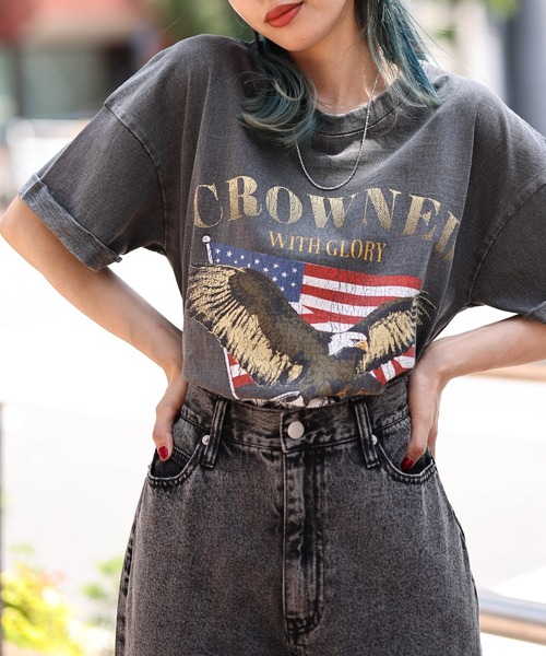 WEGO（ウィゴー）の「WEGO/ロールアップピグメントT（Tシャツ/カットソー・レディース・ブルー/グリーン/スミクロ・FREE）」の6枚目の写真