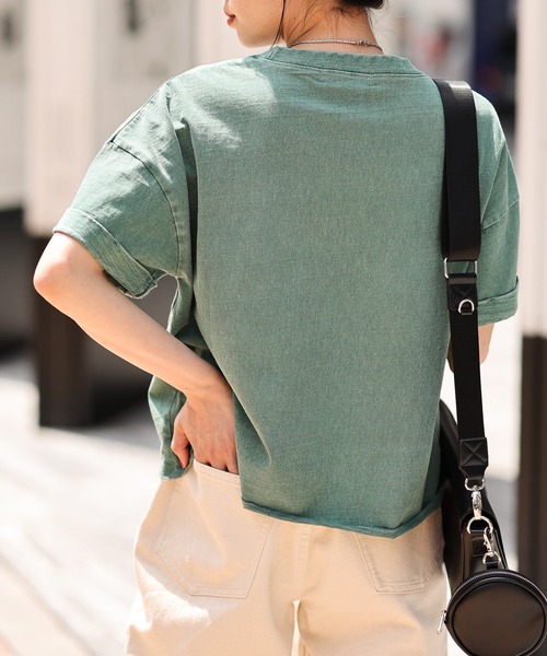 WEGO（ウィゴー）の「WEGO/ロールアップピグメントT（Tシャツ/カットソー・レディース・ブルー/グリーン/スミクロ・FREE）」の11枚目の写真