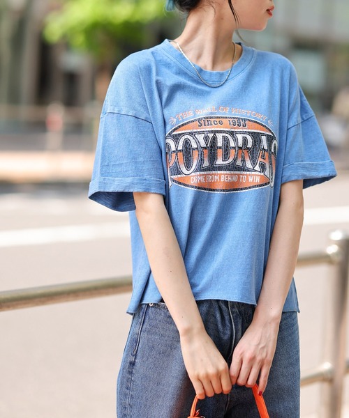 WEGO（ウィゴー）の「WEGO/ロールアップピグメントT（Tシャツ/カットソー・レディース・ブルー/グリーン/スミクロ・FREE）」の13枚目の写真