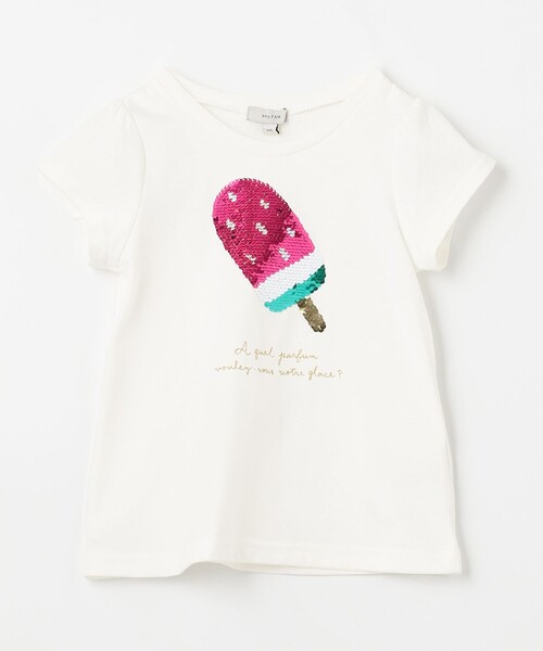 ANY(エニィ)の「接触冷感スパンコールTシャツ(Tシャツ/カットソー・キッズ・ホワイト系/ライトグリーン系/ライラック系・100/110/120/130)」の2枚目の写真