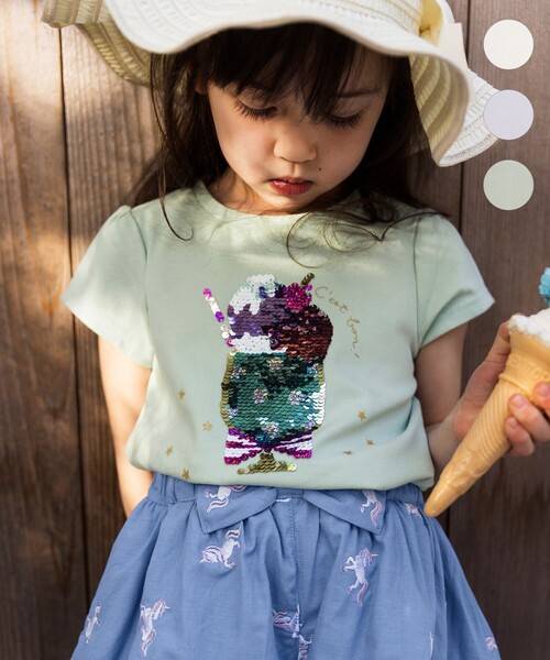 tシャツ EGLANTINE ロゴスパンコール半袖カットソー レディース エグランティーヌ EGLANTINE BLANC スパンコールロゴTシャツ