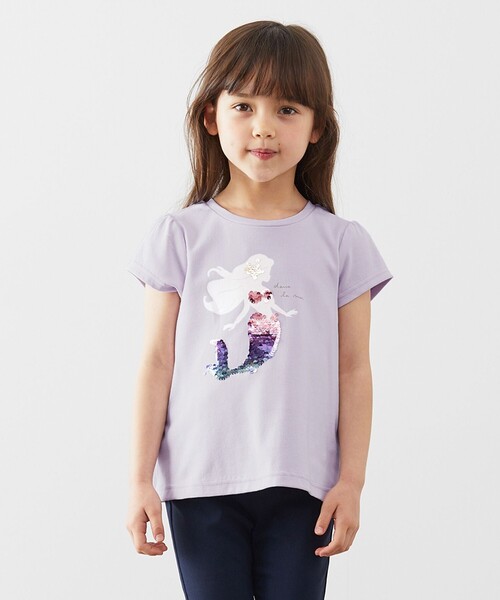 ANY(エニィ)の「接触冷感スパンコールTシャツ(Tシャツ/カットソー・キッズ・ホワイト系/ライトグリーン系/ライラック系・100/110/120/130)」の3枚目の写真