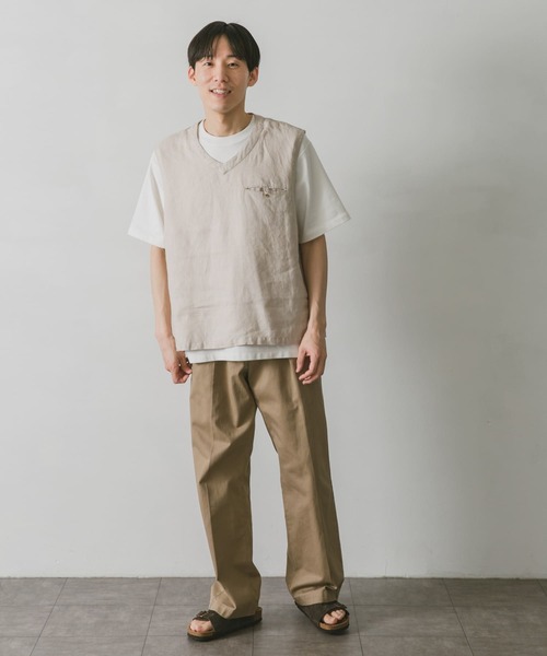 URBAN RESEARCH DOORS（アーバンリサーチドアーズ）の「リネンVネックベスト（ベスト・メンズ・スミクロ/アイボリー/ネイビー・M/L）」の9枚目の写真