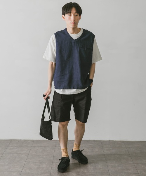 新品★HAUNT リネン Vネック ベスト オリーブカーキ　36サイズ 30%OFF! リネンロングベスト ELLIFE ONLINE SHOP