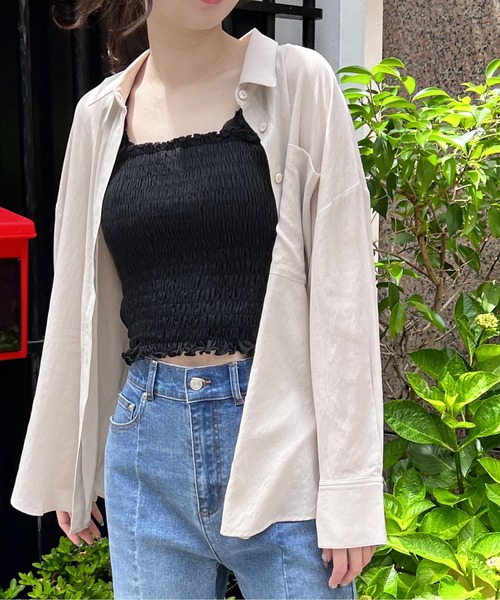 one way（ワンウェイ）の「シャーリングキャミソール（キャミソール・レディース・ホワイト/ブラック/ライトグリーン/ライトブラウン/グリーン・FREE）」の14枚目の写真