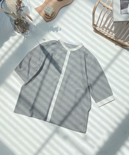 AS KNOW AS plus(アズノゥアズプラス)の「●クレリックに7分袖ブラウス(シャツ/ブラウス・レディース・ストライプ/ブラック系その他/ブラック系その他2・FREE)」の2枚目の写真