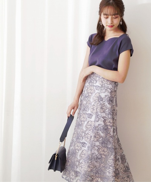 PROPORTION BODY DRESSING（プロポーションボディドレッシング）の「デコルテハートカラーフレンチスリーブニット / 1212270600（ニット/セーター・レディース・オレンジ/ブルー/ブラック/オフホワイト・FREE）」の4枚目の写真