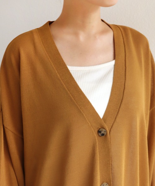 andme（アンドミー）の「オーバーサイズシアーニットカーディガン（カーディガン/ボレロ・レディース・ブラック/オフホワイト/ブラウン/パープル/イエロー/オリーブ/レンガ/モカ/グリーン/ライトグレー・M）」の16枚目の写真