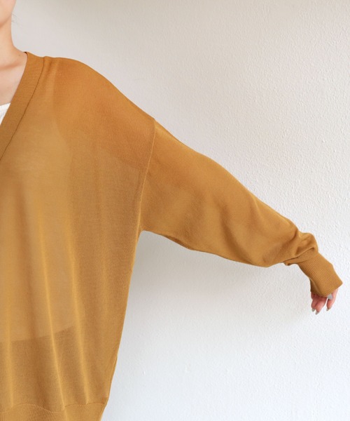 andme（アンドミー）の「オーバーサイズシアーニットカーディガン（カーディガン/ボレロ・レディース・ブラック/オフホワイト/ブラウン/パープル/イエロー/オリーブ/レンガ/モカ/グリーン/ライトグレー・M）」の18枚目の写真