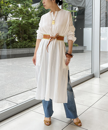 IENA LA BOUCLE IND ドビーストライプクルタシャツ