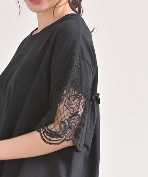 rps（アールピーエス）の「異素材切替レース袖カットプルオーバー（Tシャツ/カットソー・レディース・ブラック/オフホワイト/杢グレー・M）」の8枚目の写真