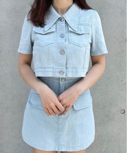 Voyage titty&Co.PETIT（ボヤージュティティアンドコープチ）の「【Voyage titty&Co. PETIT】カラーツイルセットアップ（ワンピース・レディース・ブルー/ピンク・FREE）」の2枚目の写真