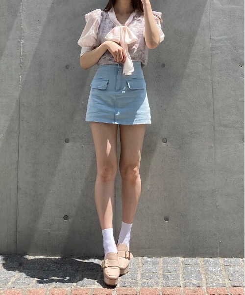 Voyage titty&Co.PETIT（ボヤージュティティアンドコープチ）の「【Voyage titty&Co. PETIT】カラーツイルセットアップ（ワンピース・レディース・ブルー/ピンク・FREE）」の9枚目の写真