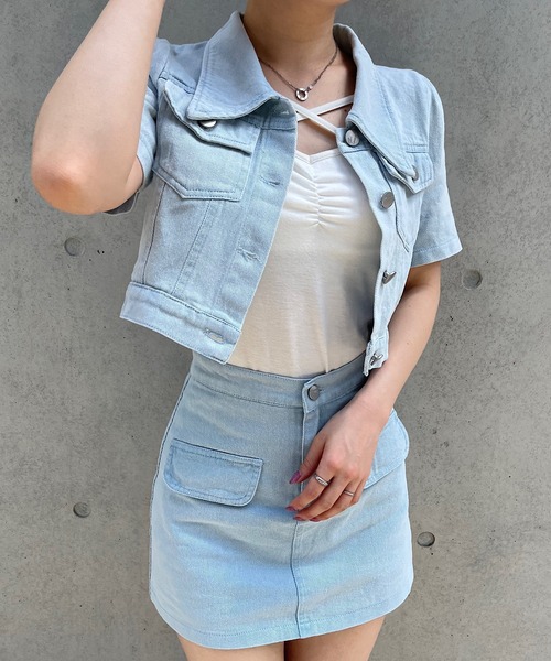 Voyage titty&Co.PETIT（ボヤージュティティアンドコープチ）の「【Voyage titty&Co. PETIT】カラーツイルセットアップ（ワンピース・レディース・ブルー/ピンク・FREE）」の4枚目の写真