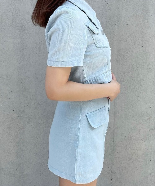 Voyage titty&Co.PETIT（ボヤージュティティアンドコープチ）の「【Voyage titty&Co. PETIT】カラーツイルセットアップ（ワンピース・レディース・ブルー/ピンク・FREE）」の7枚目の写真