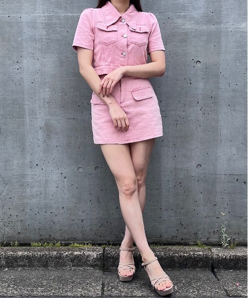 Voyage titty&Co.PETIT（ボヤージュティティアンドコープチ）の「【Voyage titty&Co. PETIT】カラーツイルセットアップ（ワンピース・レディース・ブルー/ピンク・FREE）」の10枚目の写真